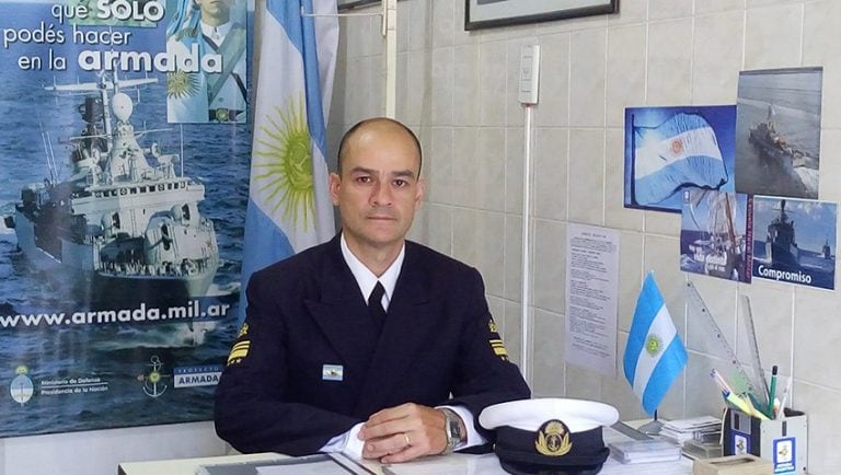 Suboficial Mayor Cristian Gabriel Blanquer, marino cordobés que cumple funciones en la Delegación Naval de Corrientes.