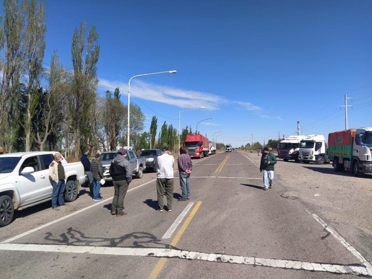 A las 9: los productores comenzaron a llegar al corte en la ruta 188 en General Alvear.