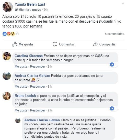 Línea 319: reclamos en Facebook