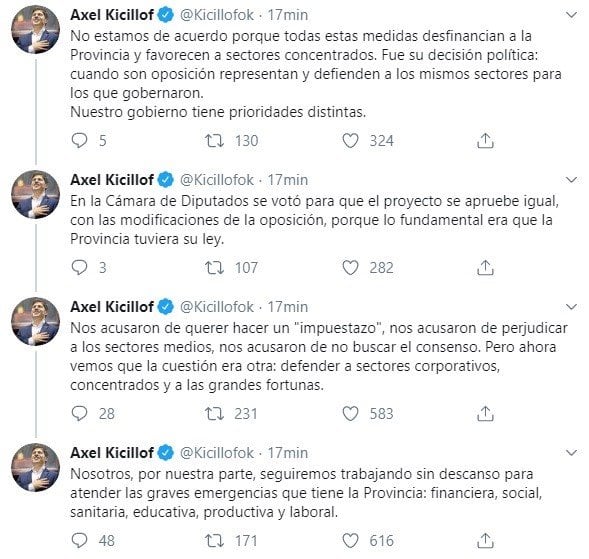 Descargo de Kicillof. (Twitter: @Kicillofok)