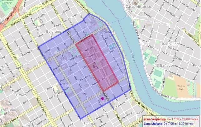 Mapa del estacionamiento medido y pago.