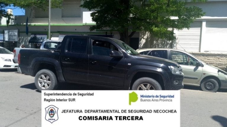 La camioneta 4x4. (Jefatura Departamental de Seguridad Necochea).