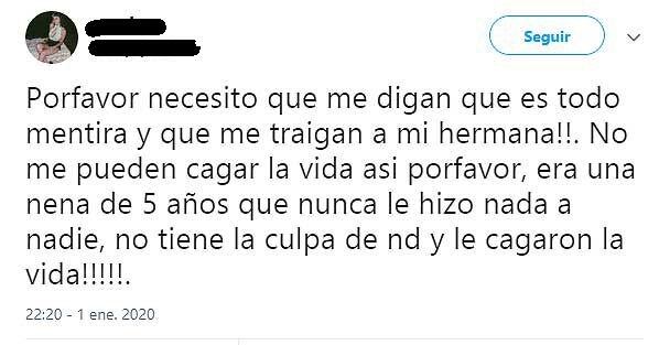 Mensajes en Twitter de la hermana de Alma. (Twitter)