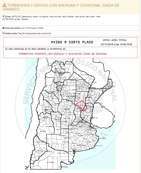 Alerta meteorológica en Paraná: así llegaba la tormenta