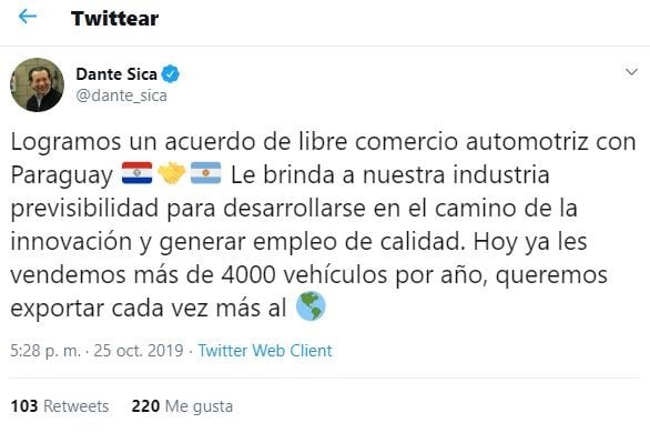 El mensaje de Dante Sica tras el acuerdo. (Twitter/@dante_sica)