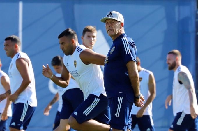 Miguel Angel Russo en el entrenamiento de Boca en enero 2020 Ezeiza. (Club Boca)