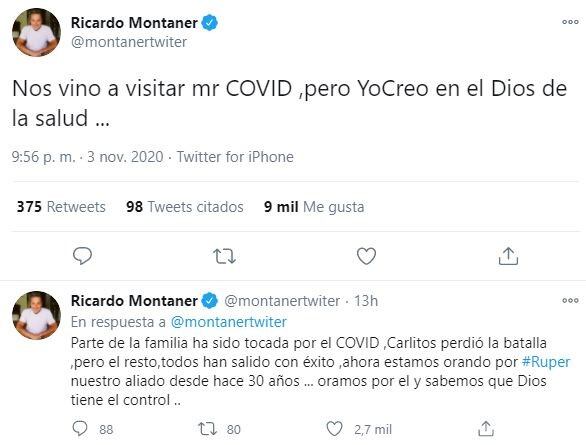 Montaner anunció en Twitter que el Covid-19 llegó a su familia (Twitter/@montanertwitter)