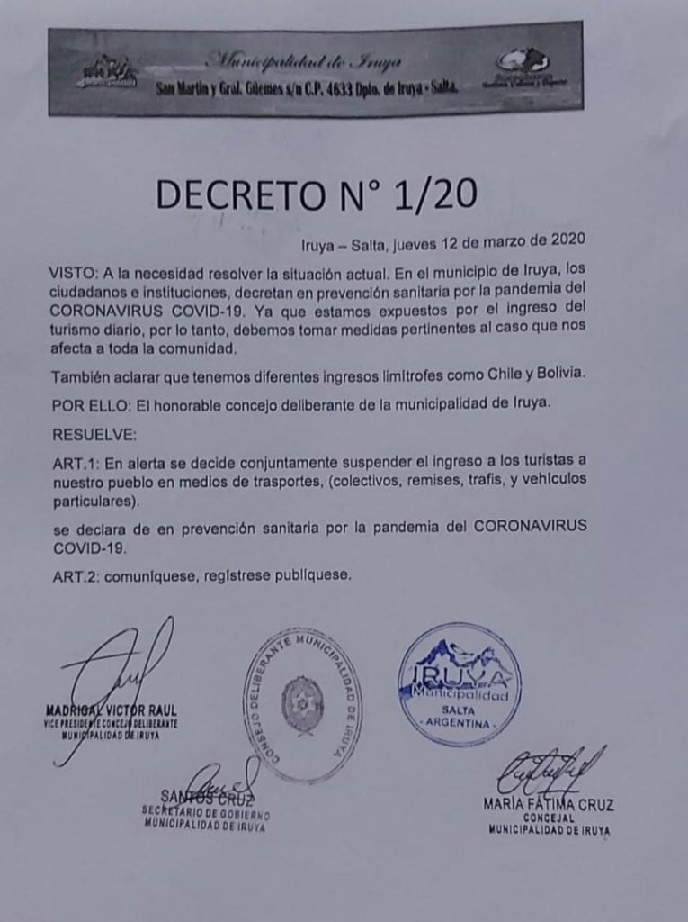 Un pueblito de Salta no deja entrar a turistas por el Coronavirus