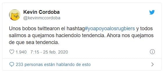 Los tuits a favor y en contra: #YoApoyoAlosRugbiers (Twitter)