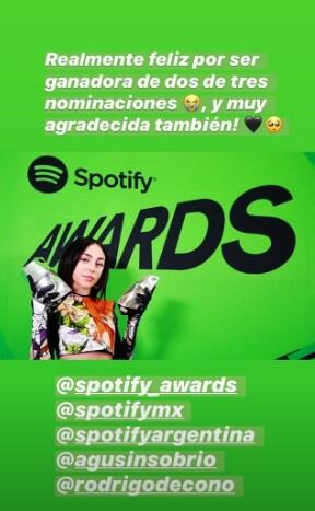 La publicación de Nicki Nicole luego de los premios (Instagram/@nickinicole)