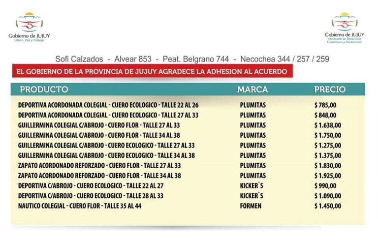 Precios cuidados de calzados