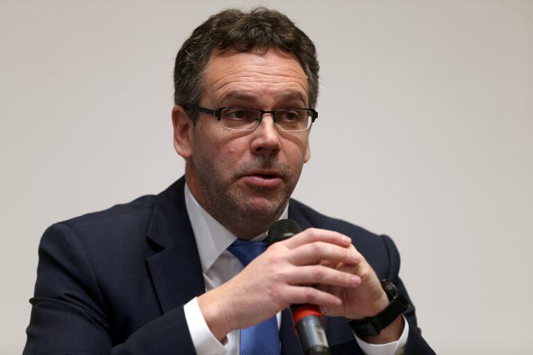 Governor of Argentina's Central Bank Guido Sandleris attends a news conference at the Central Bank in Buenos Aires, Argentina August 20, 2019. REUTERS/Agustin Marcarian