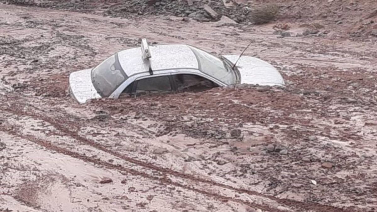 Rincón de los Sauces: un taxista fue rescatado cuando era arrastrado por el agua