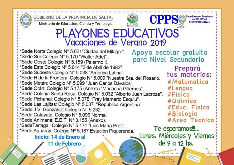 Playones educativos. (Prensa Provincia de Salta)