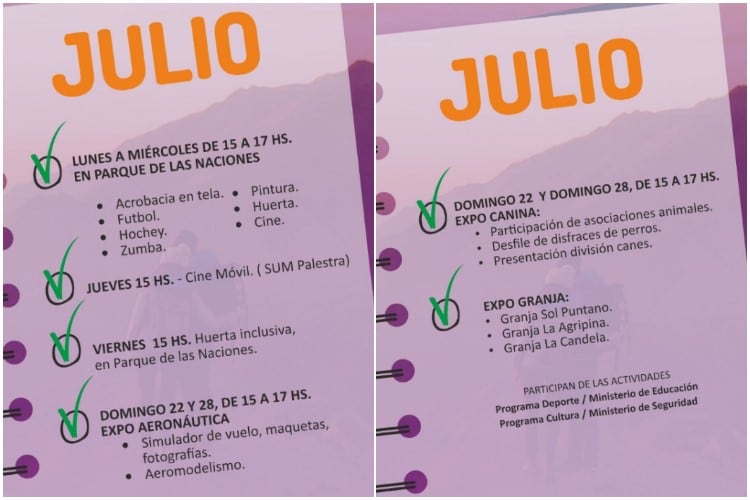 Algunas de las actividades en el Parque de las Naciones.