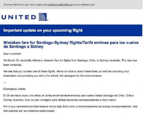 El increíble  error de United Airlines: puso en venta pasajes baratísimos por error y tuvo que dar de baja las reservas.