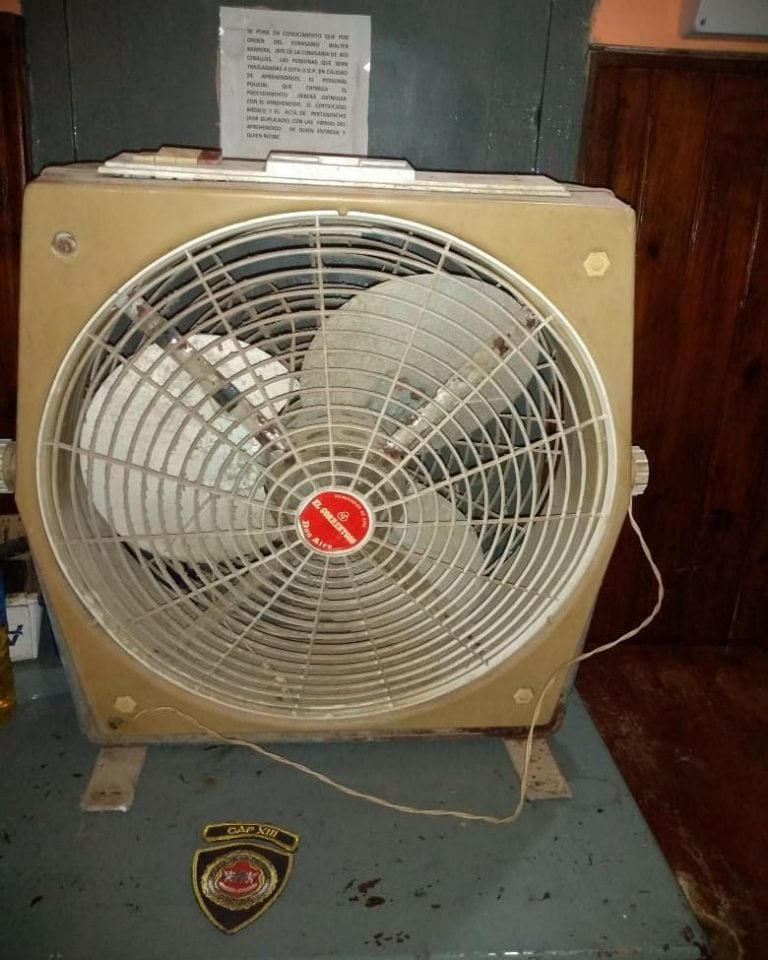 El ventilador sustraído del hotel.