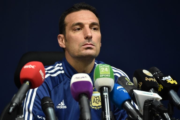 Lionel Scaloni en conferencia de prensa. (AFP)