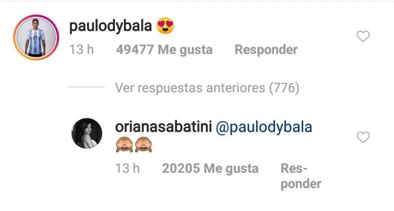 El comentario de Paulo en la foto de Oriana