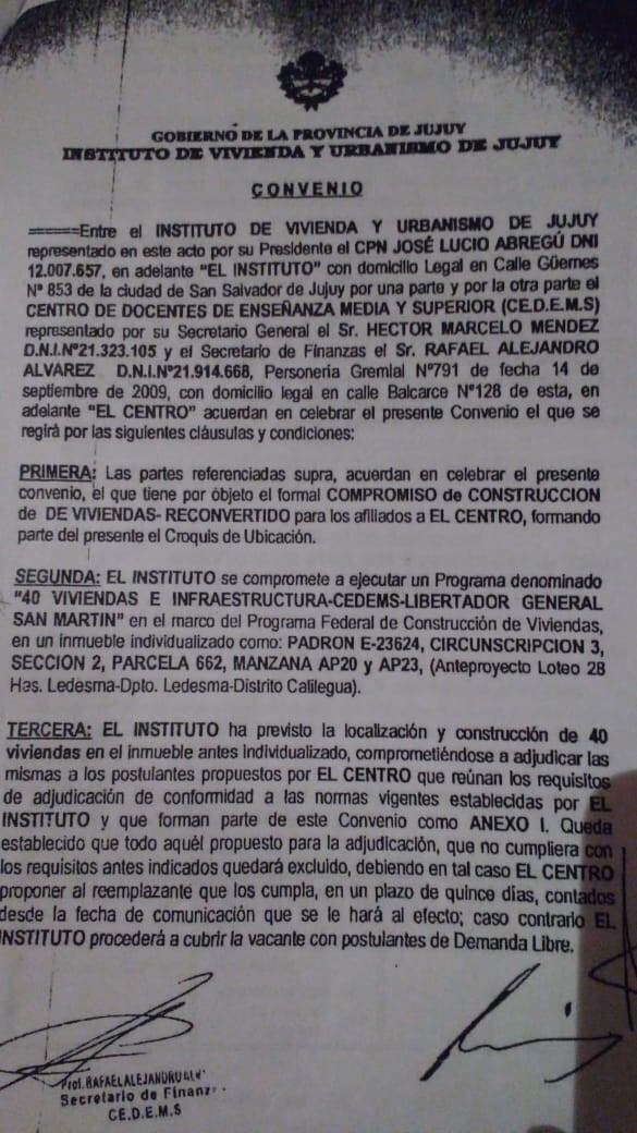 Copia del Convenio entre el IVUJ y CEDEMS para la construcción de las viviendas