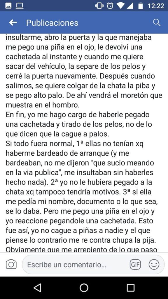 Posteo del joven acusado