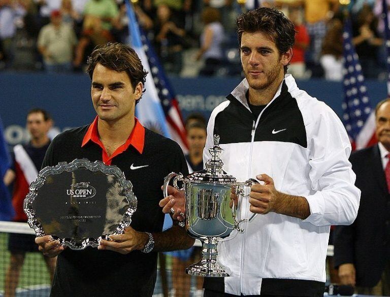 Roger Federer y Juan Martín del Potro tras su partido en el US Open 2009 (Foto: Instagram/delpotrojuan).