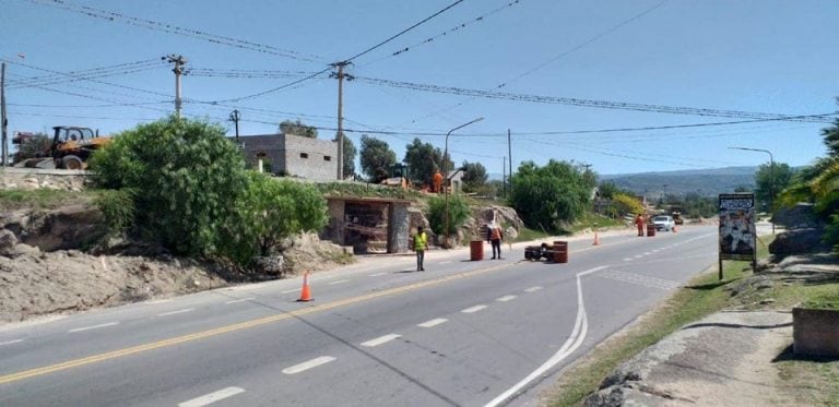 Comienzan a construir el nudo vial sobre la Ruta 28 en Tanti. (Foto: Municipal).