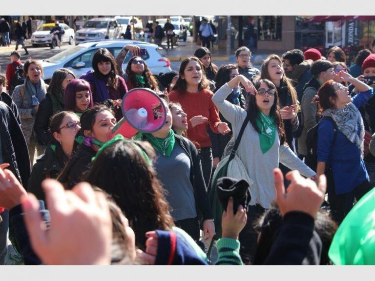 Las militantes llegaron hasta la Legislatura.