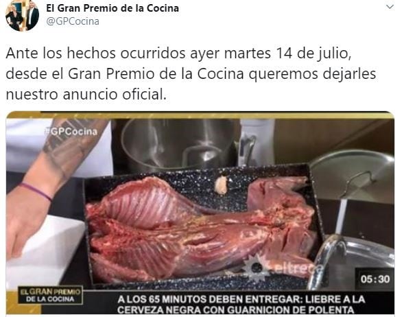 El Gran Premio de la Cocina emitió un comunicado (Foto:Twitter)