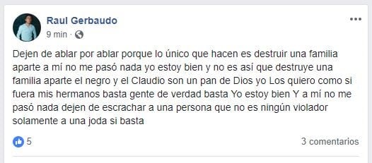 Publicacion de Gerbaudo aclarando el supuesto abuso