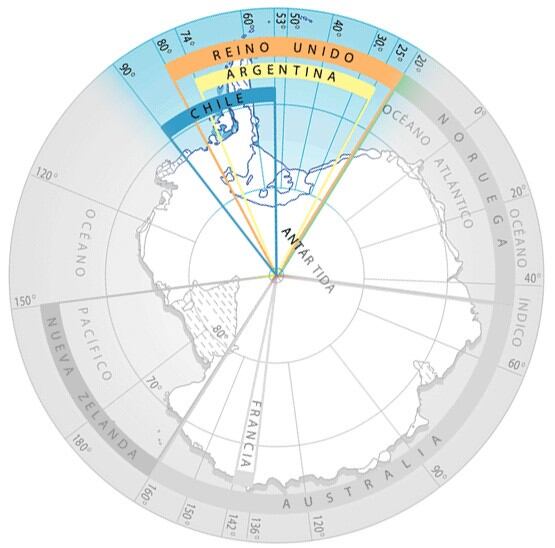 Sectores antárticos pretendidos de intereés nacional.