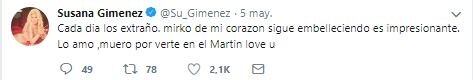 Susana Giménez ya había protagonizado un blooper al intentar escribirle un mensaje a Marley en Twitter