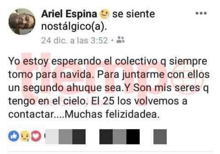 El extraño mensaje en su Facebook.