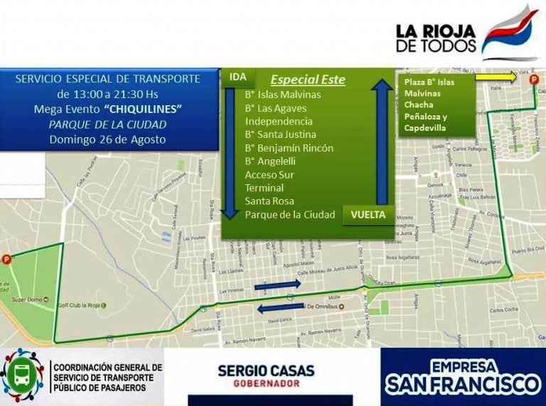 Recorrido de colectivos gratuitos para Chiquilines 2018