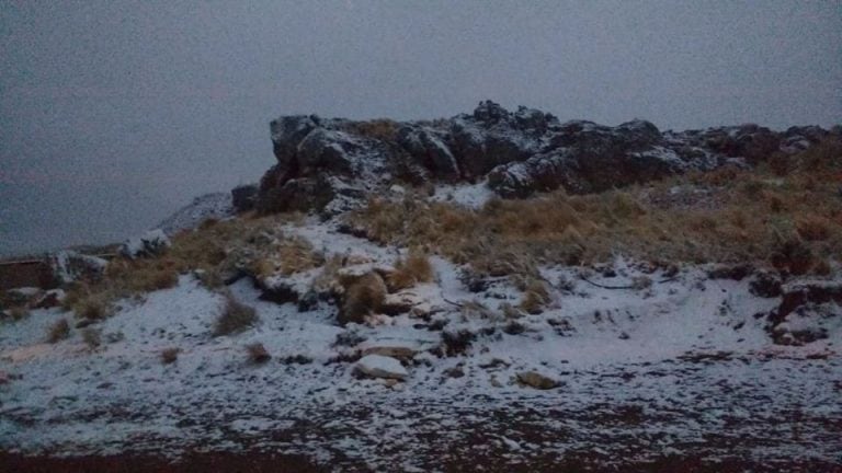 Nieve en la zona serrana de San Luis.