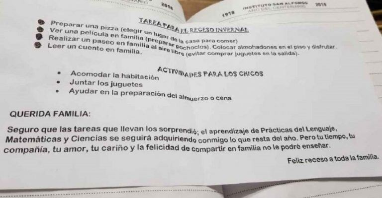 Tareas inusuales para las vacaciones de invierno