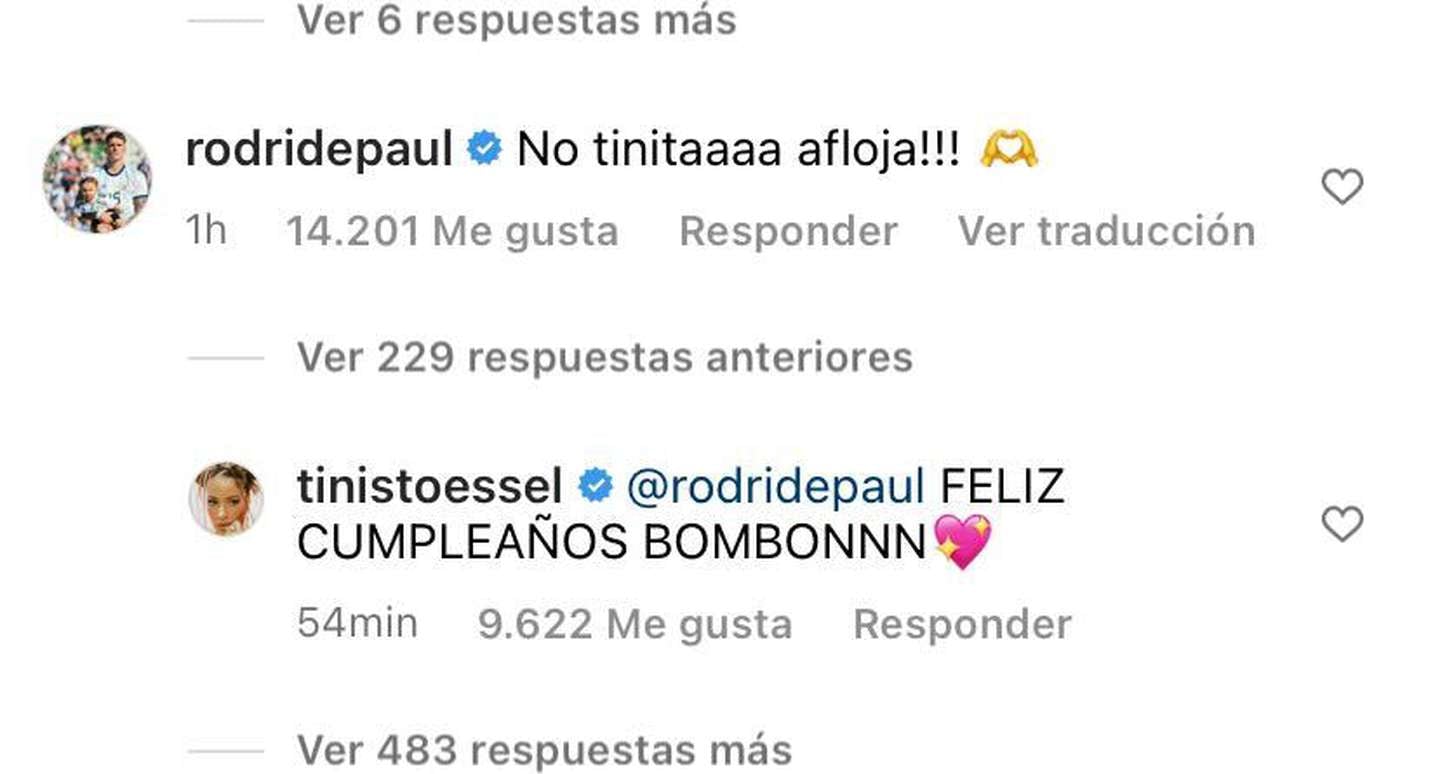 Los mensajes de Tini Stoessel y Rodrigo De Paul