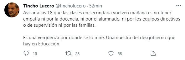 Martín Lucero de Sadop criticó el tardío anuncio de la Provincia