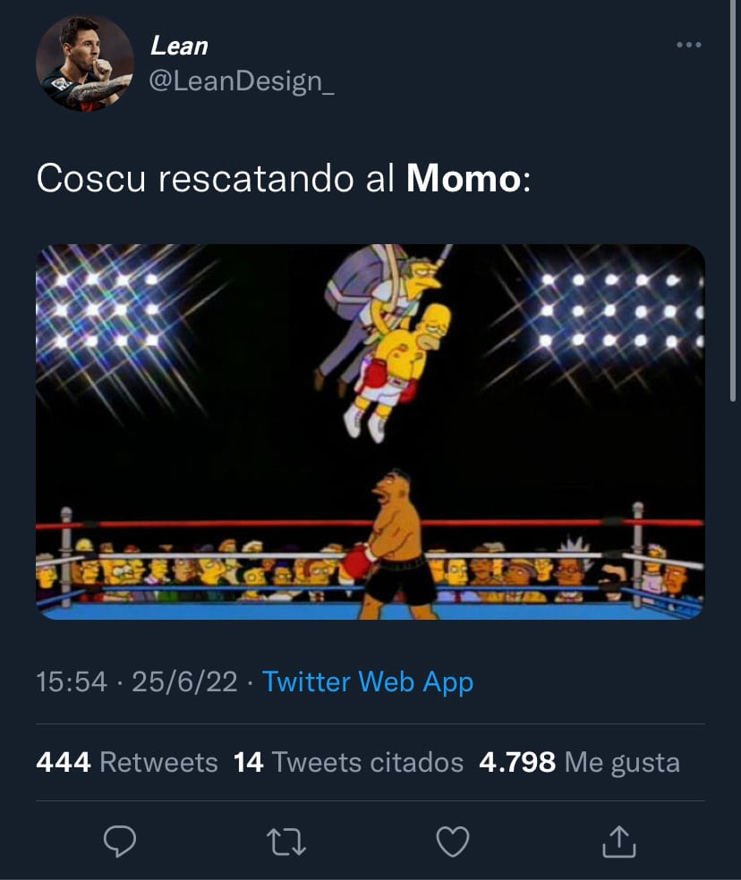 El usuario @LeanDesing_ utilizó una clásica escena de Los Simpson para comparar la pelea.