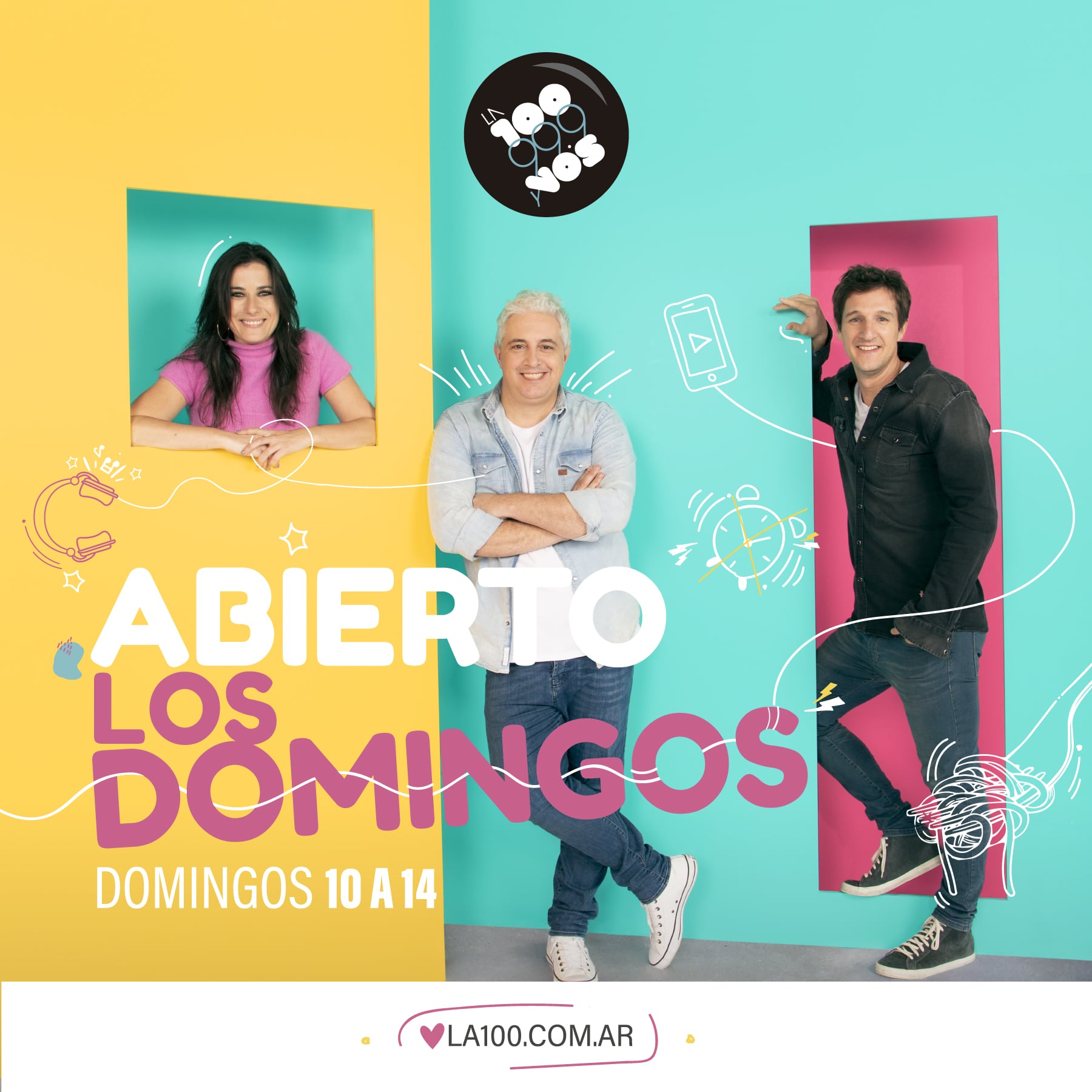 "Abierto los domingos" de 10 a 14 horas por la 98.3 (La 100 Carlos Paz).