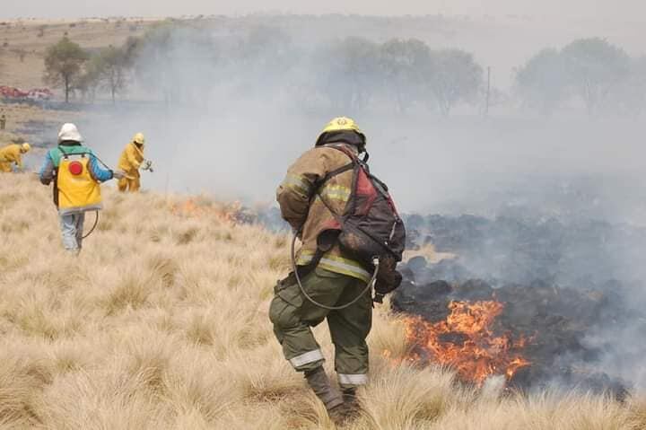 Los bomberos combaten el fuego. (Gentileza Ariel Luna)