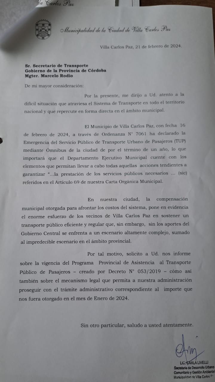 Notificaciones enviadas al Gobierno Provincial