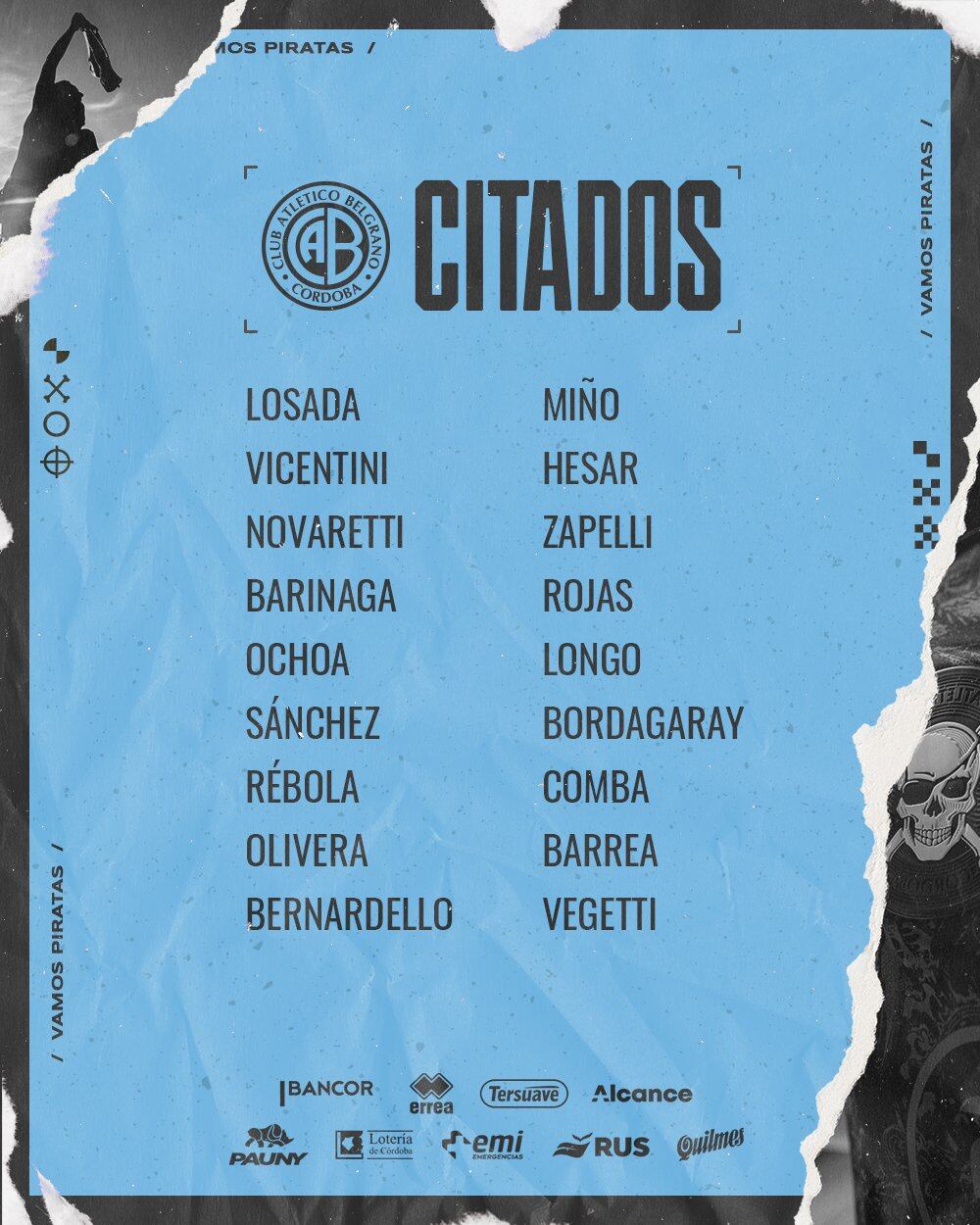 Estos son los 18 citados por Guillermo Farré para medirse con Riestra (Prensa Belgrano)