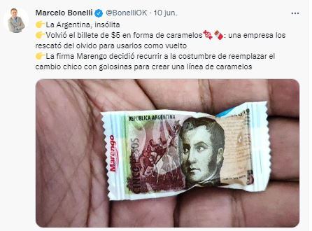 Los caramelos rafaelinos que se volvieron viral por "revivir" al billete de $5.