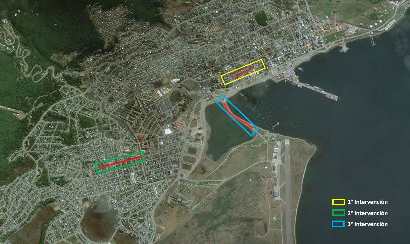 Esquema de intervención en diferentes áreas de la ciudad.