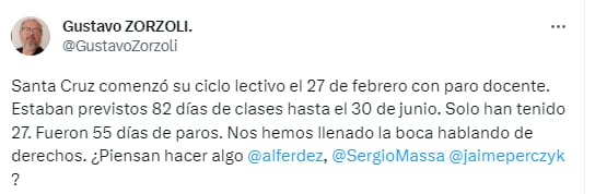 Gustavo Zorzoli, miembro de la Coalición por la Educación Argentina, habló de la situación educativa en Santa Cruz.