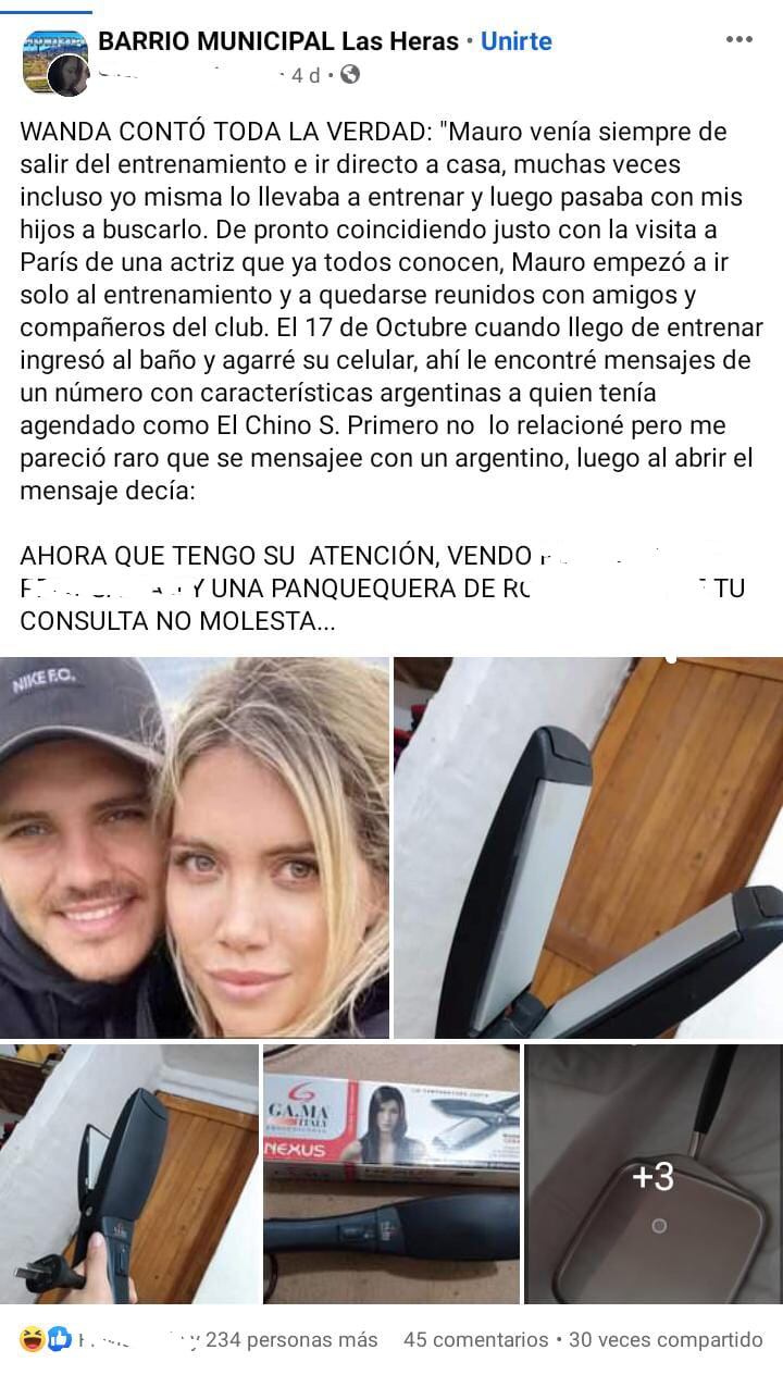 La publicación de la lasherina para vender sus productos.