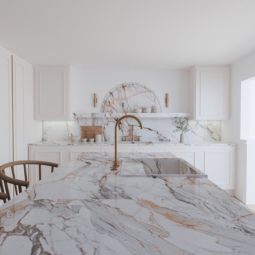 Así quedó la nueva cocina de Emilia Attias tras la remodelación: pisos cálidos y grifería color oro