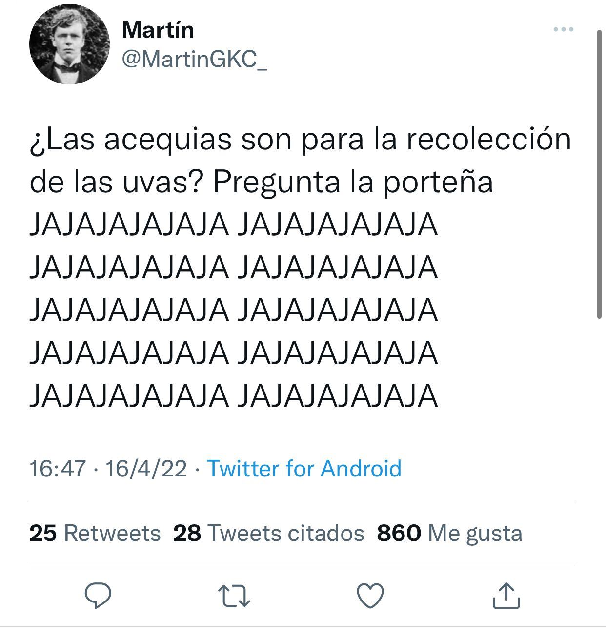 Las acequias mendocinas otra vez son tema en Twitter.