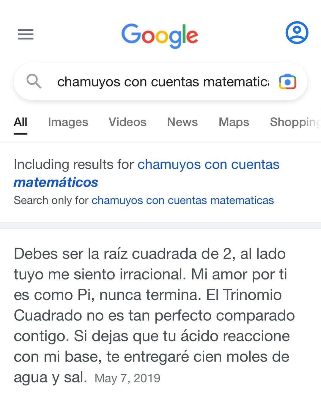 Los chamuyos que Anna Chiara del Boca buscó en Google.